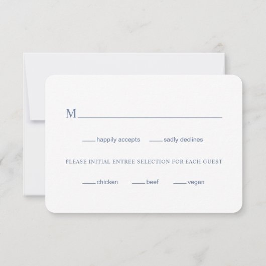 Eenvoudige Dusty Blue Bold Fonts Modern Wedding RSVP Kaartje (Achterkant)