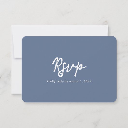 Eenvoudige Dusty Blue Bold Fonts Modern Wedding RSVP Kaartje (Voorkant)