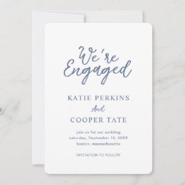 Eenvoudige Dusty Blue Bold Fonts Modern Wedding Save The Date