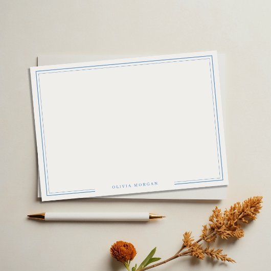 Eenvoudige Dusty Blue Border Naam Stationery Notitiekaartje