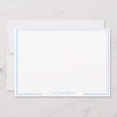 Eenvoudige Dusty Blue Border Naam Stationery Notitiekaartje (Voorkant)