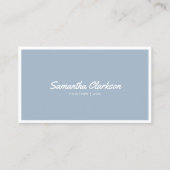 Eenvoudige Dusty Blue Cursive Script Border QR-cod Visitekaartje (Voorkant)