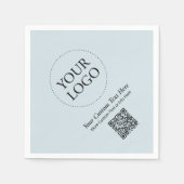 Eenvoudige Dusty Blue Custom Business Logo QR-code Servet (Voorkant)