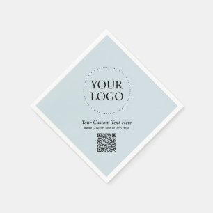 Eenvoudige Dusty Blue Custom Business Logo QR-code Servet