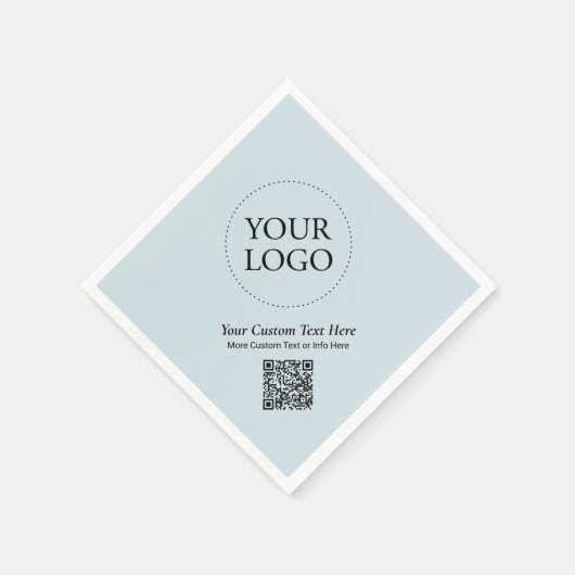 Eenvoudige Dusty Blue Custom Business Logo QR-code Servet (Hoek)