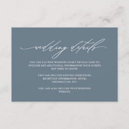 Eenvoudige Dusty Blue Details met kalligrafie Informatiekaartje