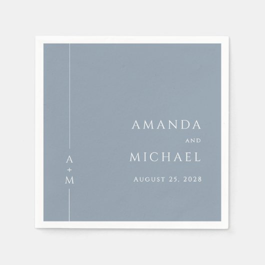 Eenvoudige Dusty Blue Elegant Classic Monogram Wed Servet (Voorkant)