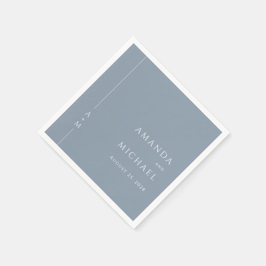 Eenvoudige Dusty Blue Elegant Classic Monogram Wed Servet (Hoek)