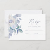 Eenvoudige Dusty Blue Floral Wedding RSVP (Voorkant)