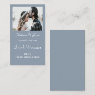 Eenvoudige Dusty Blue Foto Bruiloft Drink Ticket K