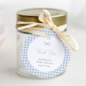 Eenvoudige Dusty Blue Gingham Boys Baby shower gun Bedankjes Labels