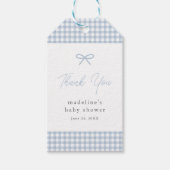 Eenvoudige Dusty Blue Gingham Boys Baby shower gun Cadeaulabel (Voorkant)