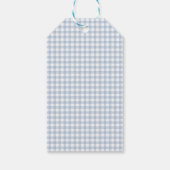 Eenvoudige Dusty Blue Gingham Boys Baby shower gun Cadeaulabel (Achterkant)