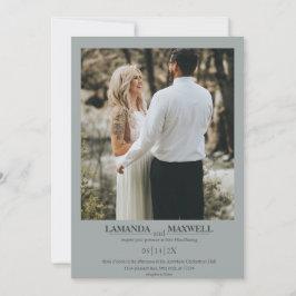 Eenvoudige Dusty Blue Grey Foto Lijst Handfasting Kaart