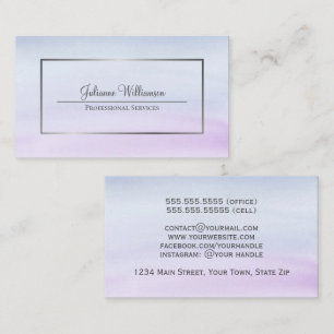 Eenvoudige Dusty Blue & Lila Waterverf Wash Vrouwe Visitekaartje