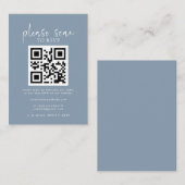 Eenvoudige Dusty Blue Minimalist QR Code Weddensch Informatiekaartje (Voorkant / Achterkant)