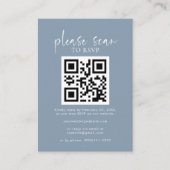 Eenvoudige Dusty Blue Minimalist QR Code Weddensch Informatiekaartje (Voorkant)