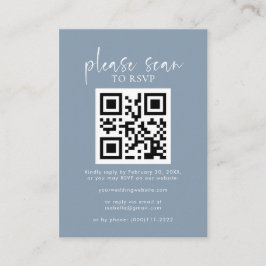 Eenvoudige Dusty Blue Minimalist QR Code Weddensch Informatiekaartje