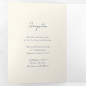 Eenvoudige Dusty Blue Modern Wedding Drieluik Uitnodiging (Binnenzijde eerst)