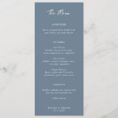 Eenvoudige Dusty Blue Modern Wedding Menu (Voorkant)