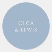 Eenvoudige Dusty Blue Modern Wedding Ronde Sticker (Voorkant)