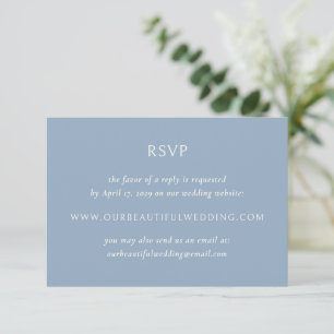 Eenvoudige Dusty Blue Modern Wedding RSVP Kaartje