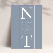 Eenvoudige Dusty Blue Monogram Initiaal Script Wed Kaart