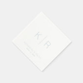Eenvoudige Dusty Blue Monogram Witte Trouwservette Servet (Hoek)