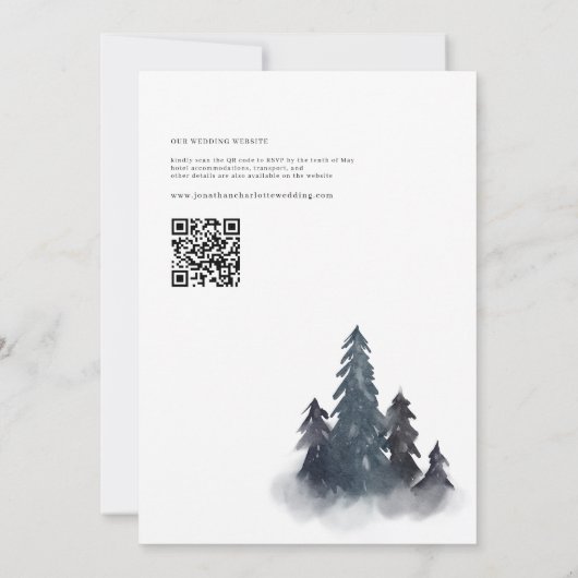 Eenvoudige Dusty Blue Mountain QR Code Weddenschap Kaart (Achterkant)