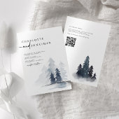 Eenvoudige Dusty Blue Mountain QR Code Weddenschap Kaart