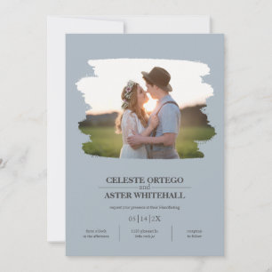 Eenvoudige Dusty Blue Photo Brush Border Handfasti Kaart