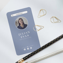 Eenvoudige Dusty Blue Photo Healthcare Consultant Visitekaartje