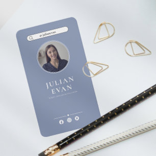 Eenvoudige Dusty Blue Photo Healthcare Consultant Visitekaartje