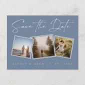 Eenvoudige Dusty Blue Photo Wedding Save the Date Aankondigingskaart (Voorkant)