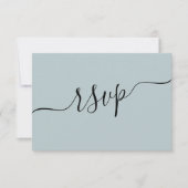 Eenvoudige Dusty Blue QR Code Wedding RSVP Kaartje (Voorkant)