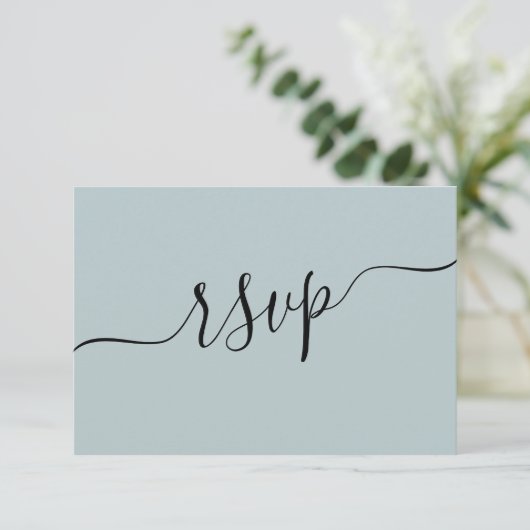 Eenvoudige Dusty Blue QR Code Wedding RSVP Kaartje (Staand voorkant)