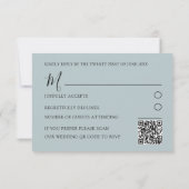 Eenvoudige Dusty Blue QR Code Wedding RSVP Kaartje (Achterkant)