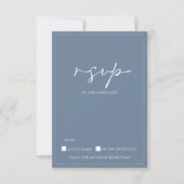 Eenvoudige Dusty Blue Script Wedding RSVP Kaart (Voorkant)