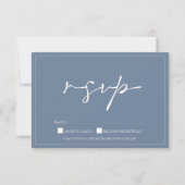 Eenvoudige Dusty Blue Script Wedding RSVP Kaart (Voorkant)