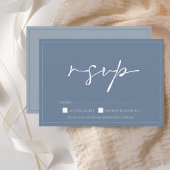Eenvoudige Dusty Blue Script Wedding RSVP Kaart