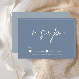 Eenvoudige Dusty Blue Script Wedding RSVP Kaart