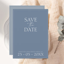 Eenvoudige Dusty Blue Script Wedding Save the Date