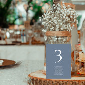 Eenvoudige Dusty Blue Table Nummer Zitplaatskaart  Kaart