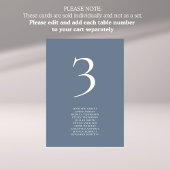 Eenvoudige Dusty Blue Table Nummer Zitplaatskaart  Kaart