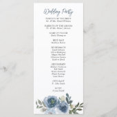 Eenvoudige Dusty blue Waterverf bloemenbruiloft Programmakaart (Voorkant)