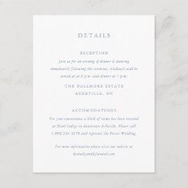 Eenvoudige Dusty Blue Wedding Details Informatiekaartje