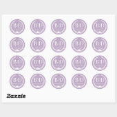 Eenvoudige Dusty Lavender Monogram bruiloft Ronde Sticker (Vel)