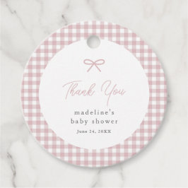 Eenvoudige Dusty Pink Gingham Boys Baby shower gun Bedankjes Labels