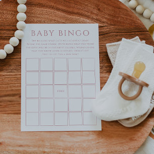 Eenvoudige Dusty Roos Baby shower Baby Bingo Kaart