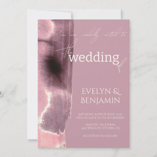 Eenvoudige Dusty Roos Mauve bruiloft Kaart (Voorkant)